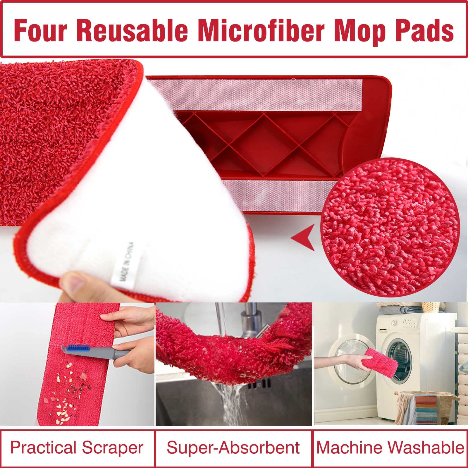 Panda Grip Floor Mop for Cleaning Hardwood Daily Easy Cleaning Dust Mops with 360 Degree Swivel Head Dry and Wet Multi Surface Clean, 1 Scrubber and 2 Washable Pad