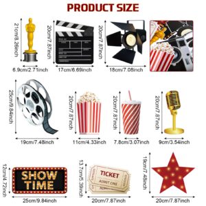 12 Pieces Movie Night Party Decorations Now Showing Banner Red Carpet Backdrop Movie Backdrop Double Sided Printing Red Carpet Cutouts Movie Party Cards Photo Booth Props Movie Night Party Supplies