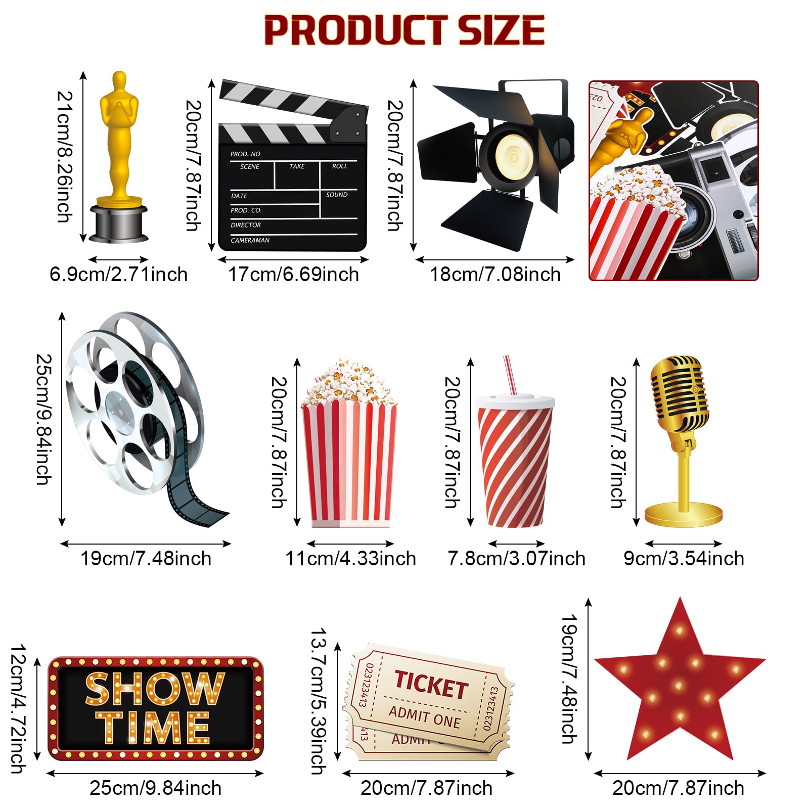 12 Pieces Movie Night Party Decorations Now Showing Banner Red Carpet Backdrop Movie Backdrop Double Sided Printing Red Carpet Cutouts Movie Party Cards Photo Booth Props Movie Night Party Supplies