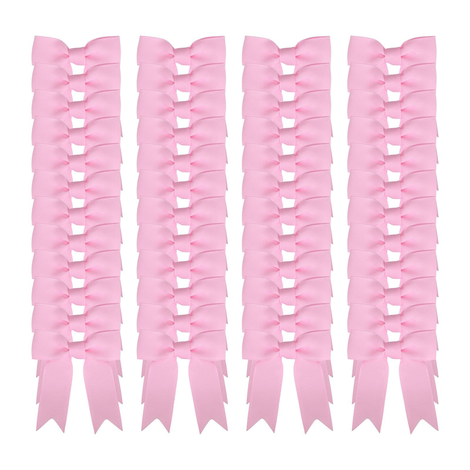 Meseey 50 Pcs 3 Inches Light Pink Grosgrain Ribbon Twist Tie Bows Pretied Bows Premade Craft Bows for Treat Bags Gift Wrapping Basket Wedding Baby Shower Brithday Valentine's Day Christmas Party