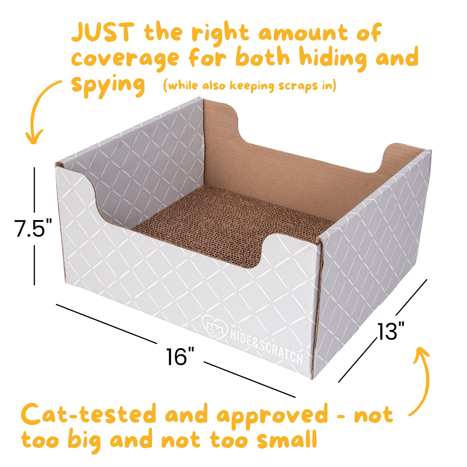 Hide & Scratch Heavy Duty Cardboard Cat Scratcher Box and Cat Bed with Refillable Double-Sided Cardboard Scratch Pad for Indoor Cats