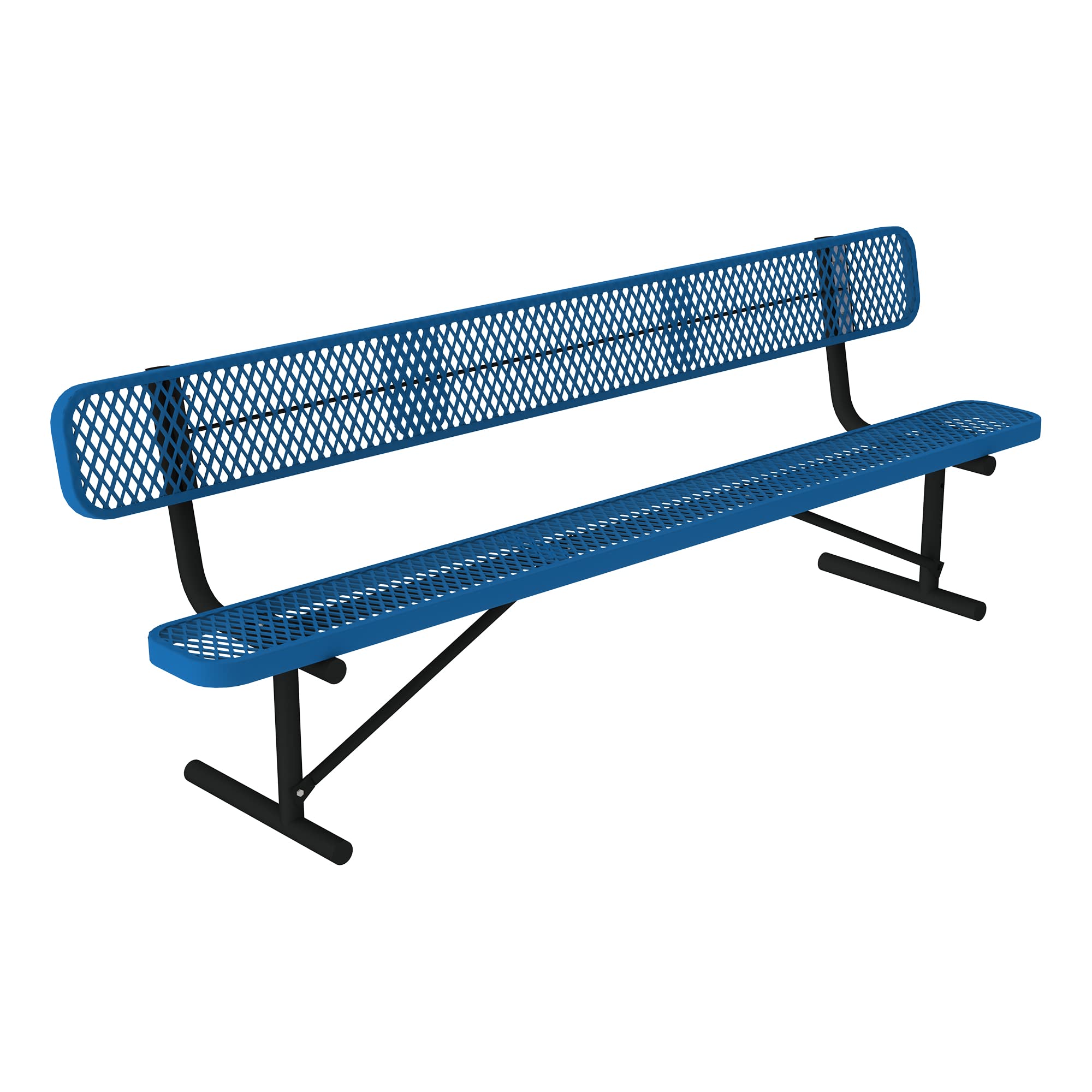 Norwood Commercial Furniture Open Air Series Heavy Duty Portable Outdoor Bench with Back,Surface Mount, 8 Feet