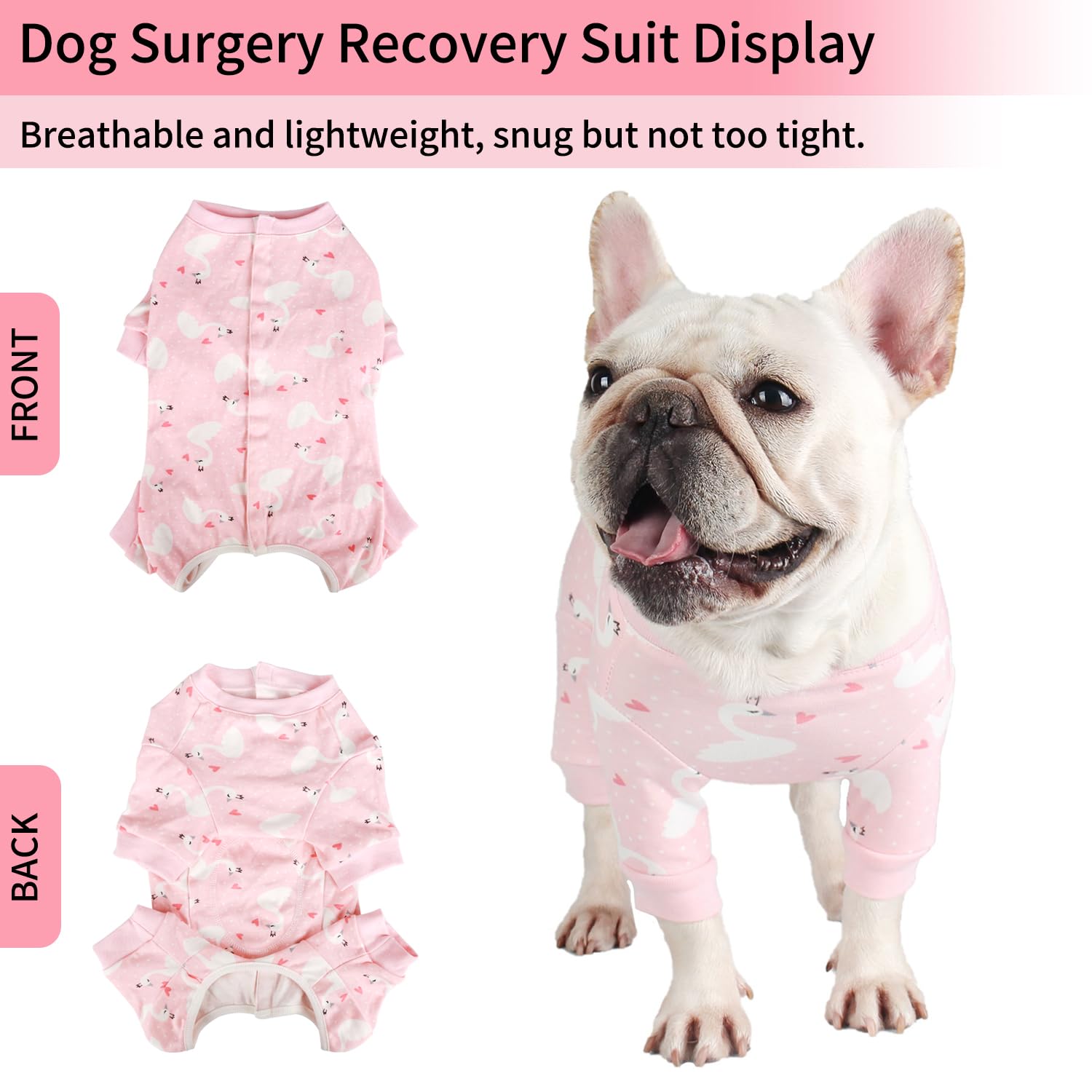 Pawcomon Dog Onesie for After Surgery Recovery Suit Pet Surgical Suit for Female Male Cone E-Collar Alternatives After Spay Abdominal Wounds Protector Dog Anti-Licking Onesie for Small Medium Dogs