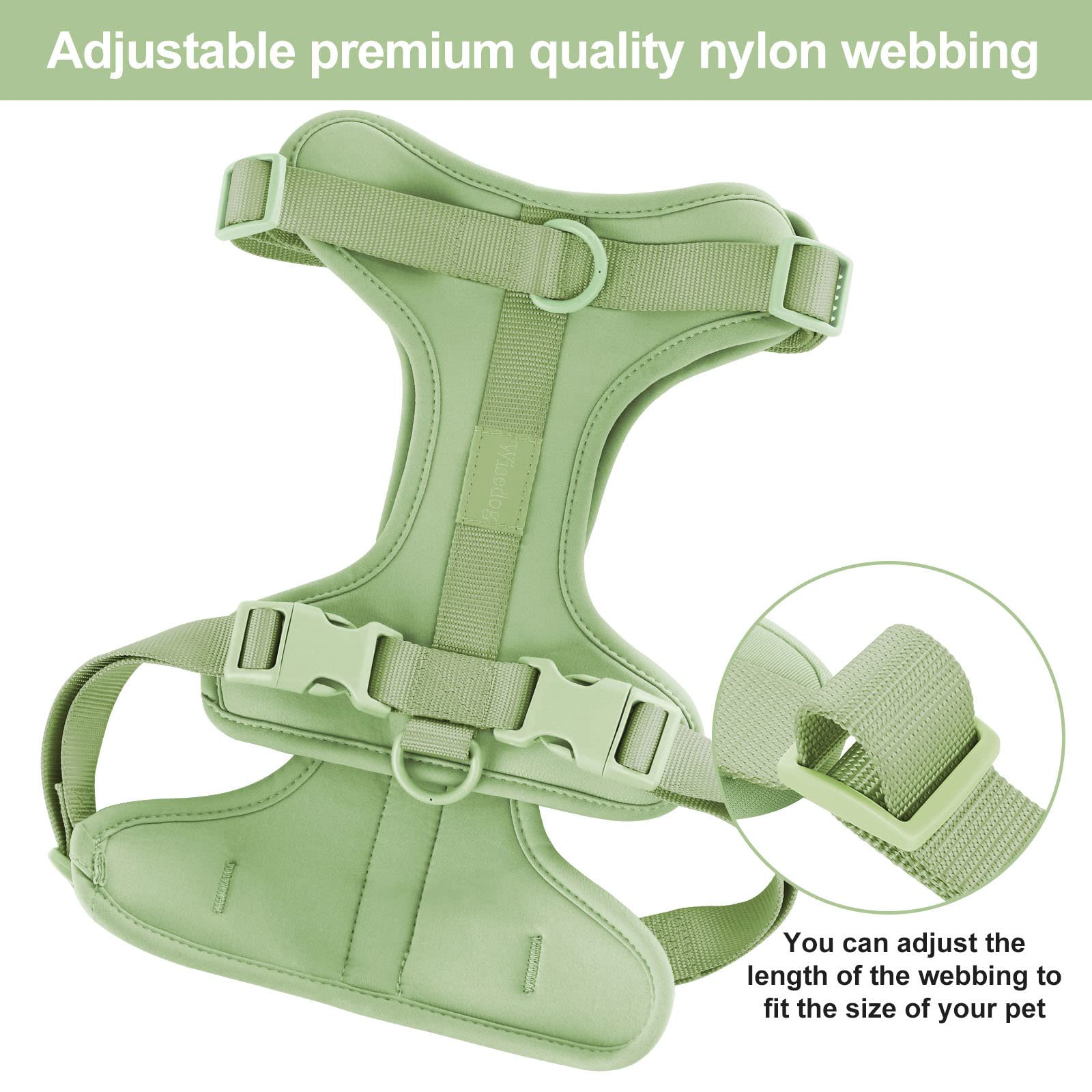 Wisedog No Pull Lightweight Dog Vest Harness with Soft and Comfortable Cushion, Breathable Mesh, for Small Medium Large Dogs Walking (S(Neck: 9.84"-14.17";Chest: 14.17"-22.05"), Sage Green)