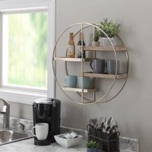 Lindell Round 4 Shelf Wall Storage Gold