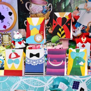 Alice in Wonderland Party Gift Bags, 24 Pack Alice in Wonderland Party Favor Bags with Stickers, Alice in Wonderland Party Bag, Alice Party Supplies for Alice in Wonderland Party Decorations