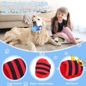 3PCS Small Dog Toys, Cute Slipper Shape Plush Dog Squeaky Toys Puppy Chew Toys Teething Toys Shoes Dog Toy for Small Dogs and Puppies