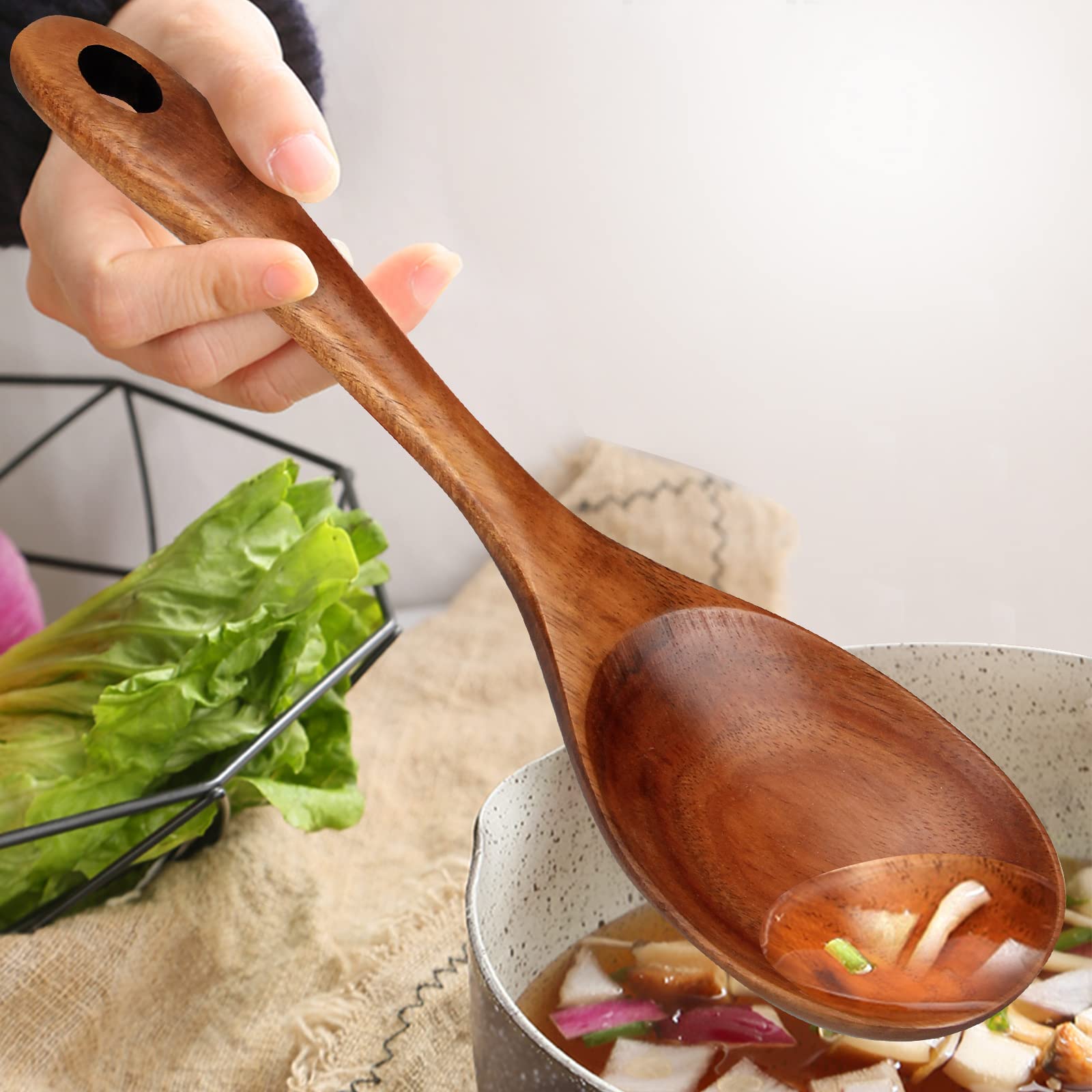 Wooden Salad Tongs Salad Servers Mixing Spoon Wood Salad Fork Serving Utensils 10" Salad Fork and Spoon Kitchen Salad Serving Spoons