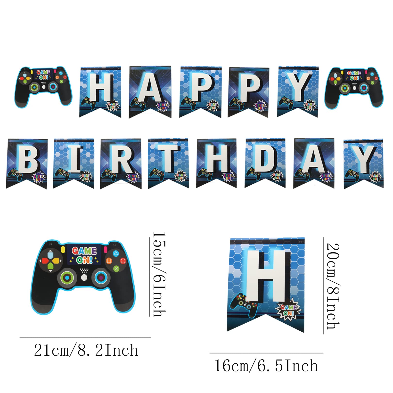 Video Game Happy Birthday banner (Blue) Gaming Theme Party Happy Birthday for Boys children Player Game theme Party Decoration