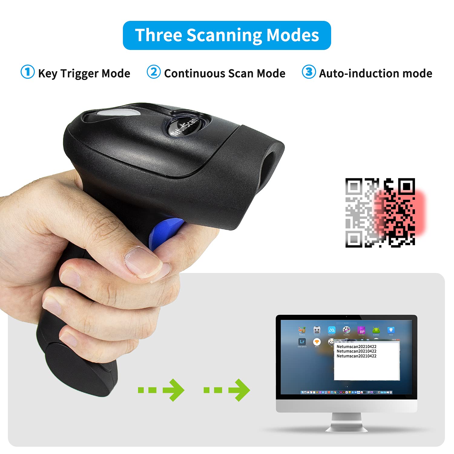 Handheld USB QR Barcode Scanner Reader for Computers, NetumScan Handheld Wired Automatic 1D 2D Image Bar Code Scanners for Mobile Payment, Store, Supermarket, Warehouse