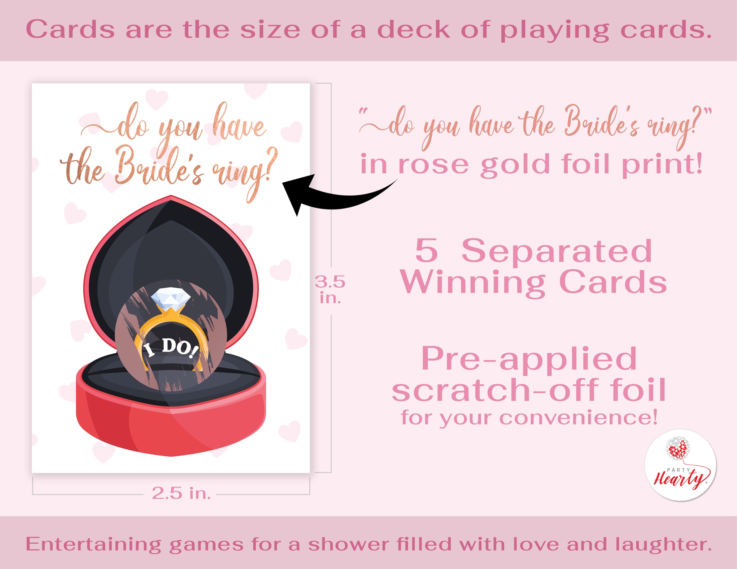 Party Hearty Bridal Shower Games 40 Raffle Cards, Do You Have The Bride’s Ring Funny Emoji Scratch Off Lottery Tickets, 5 Winners, Wedding Shower, Engagement or Bachelorette Party, Rose Gold Foil