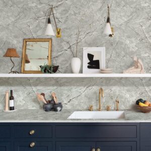 Erfoni Gray Glossy Marble Wallpaper Peel and Stick Countertops 15.8inch x 118inch Granite Removable Contact Paper Marble Self Adhesive Wallpaper for Kitchen Cabinets Shelf Liner Waterproof Vinyl