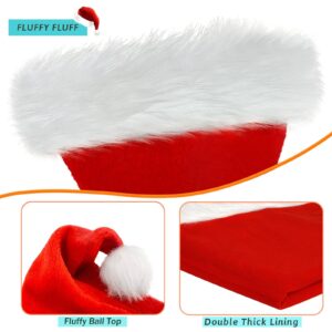 TCJJ Santa Hat for Adult, Christmas Hat Unisex Velvet Comfort Extra Thicken Holiday Xmas Hat for New Year Festive Christmas Party Supplies (Adult-1Pcs)