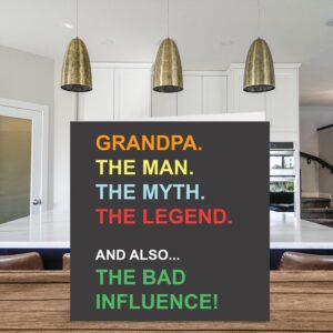 Stuff4 Funny Fathers Day Cards for Grandpa - Man Myth Legend Bad Influence - Joke Happy Birthday Card from Grandson Granddaughter, Gifts, 5.7 x 5.7 Inch Greeting Cards Gift for Pops Gramps