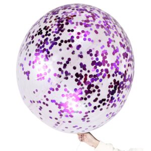 purple confetti balloons, 36 inch 6 pcs jumbo latex purple glitter confetti party balloons for halloween/carnival decoration/graduation/anniversary decoration supplies