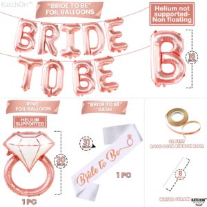 KatchOn, Rose Gold Bride To Be Balloons Set - Pack of 11 | Bride To Be Balloons for Bachelorette Party Decorations | Bride To Be Sign, Bridal Shower Decor | Bride To Be Sash, Bachelorette Party Favors