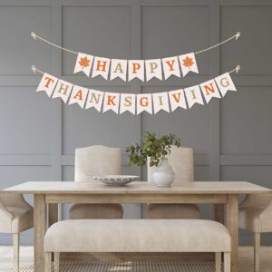 Pre-Strung Happy Thanksgiving Banner - NO DIY - Thanksgiving Banner with Gold Glitter Details - Pre-Strung Garland on 8 ft Strand - Fall Thanksgiving Party Decorations & Decor. Did we Mention no DIY?