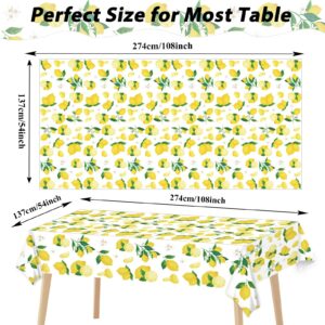 Wiooffen 3 Pcs Lemon Tablecloth Party Yellow Lemonade Supplies Lemons Summer Party Tablecover for Lemon Theme Birthday Party Wedding Bridal Shower Supplies Lemon Table Cover Table Decorations