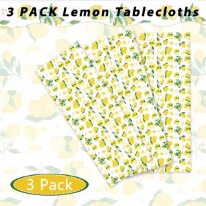 Wiooffen 3 Pcs Lemon Tablecloth Party Yellow Lemonade Supplies Lemons Summer Party Tablecover for Lemon Theme Birthday Party Wedding Bridal Shower Supplies Lemon Table Cover Table Decorations