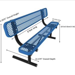 Norwood Commercial Furniture Open Air Series Heavy Duty Portable Outdoor Bench with Back,Surface Mount, 8 Feet