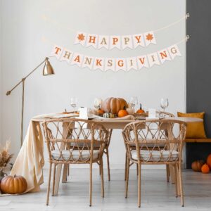 Pre-Strung Happy Thanksgiving Banner - NO DIY - Thanksgiving Banner with Gold Glitter Details - Pre-Strung Garland on 8 ft Strand - Fall Thanksgiving Party Decorations & Decor. Did we Mention no DIY?