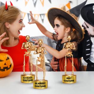 6 Halloween Best Costume Skeleton Trophy, Halloween Skull Party Favor Prizes, Halloween Party Supplies Gold Bones Game Awards, Costume Contest Event Trophy, School Classroom Rewards for Kids (C)