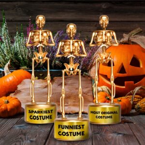 6 Halloween Best Costume Skeleton Trophy, Halloween Skull Party Favor Prizes, Halloween Party Supplies Gold Bones Game Awards, Costume Contest Event Trophy, School Classroom Rewards for Kids (C)