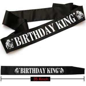 TITIKADI Costume Headwear, Birthday Crown and Sash - Birthday Crown King Birthday Party Decoration (Black-D)