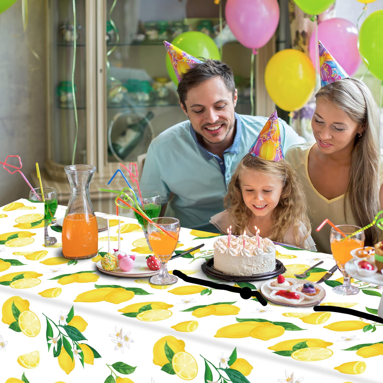 Wiooffen 3 Pcs Lemon Tablecloth Party Yellow Lemonade Supplies Lemons Summer Party Tablecover for Lemon Theme Birthday Party Wedding Bridal Shower Supplies Lemon Table Cover Table Decorations