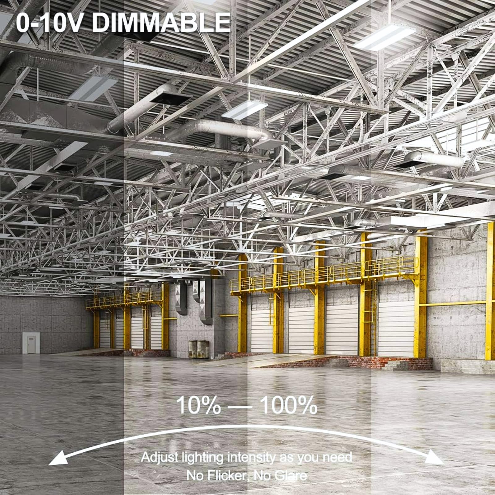 LeadLumens 4Pack 2FT 165W High Bay Light LED, Dimmable 0-10V, 22,275Lm, 120-277v AC, 400w MH Equal, 5000K Daylight Linear Hanging Light for Warehouse Workshop Gyms