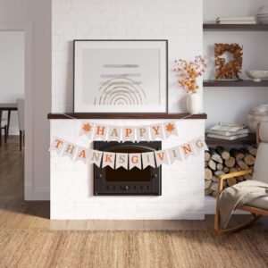 Pre-Strung Happy Thanksgiving Banner - NO DIY - Thanksgiving Banner with Gold Glitter Details - Pre-Strung Garland on 8 ft Strand - Fall Thanksgiving Party Decorations & Decor. Did we Mention no DIY?