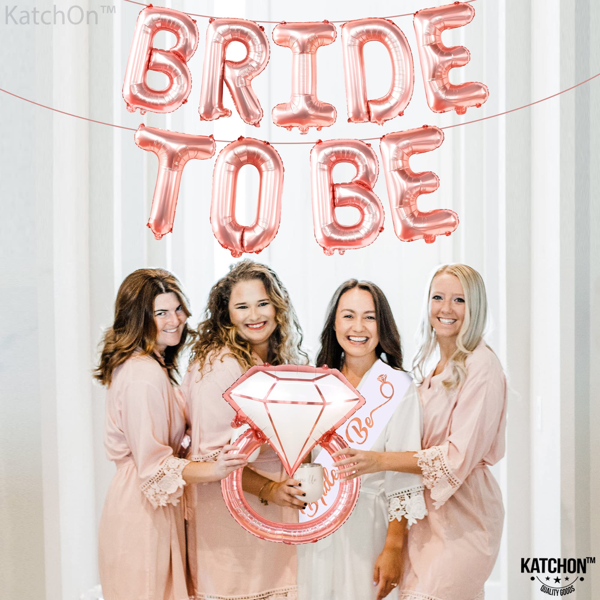 KatchOn, Rose Gold Bride To Be Balloons Set - Pack of 11 | Bride To Be Balloons for Bachelorette Party Decorations | Bride To Be Sign, Bridal Shower Decor | Bride To Be Sash, Bachelorette Party Favors