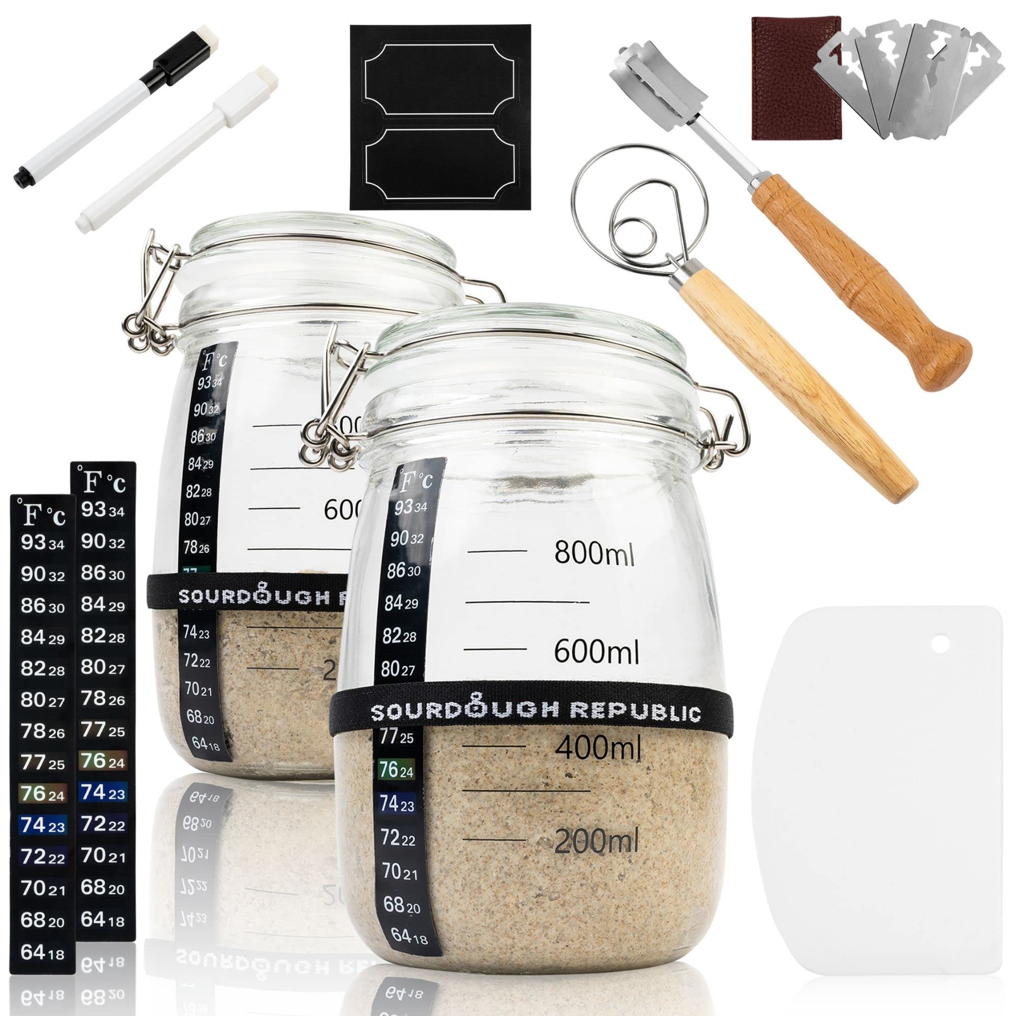 Hemlock Home Brewing Sourdough Starter Jar Kit, 2-pack, Sourdough Baking Accessories, For Sourdough Baking and Sourdough Supplies