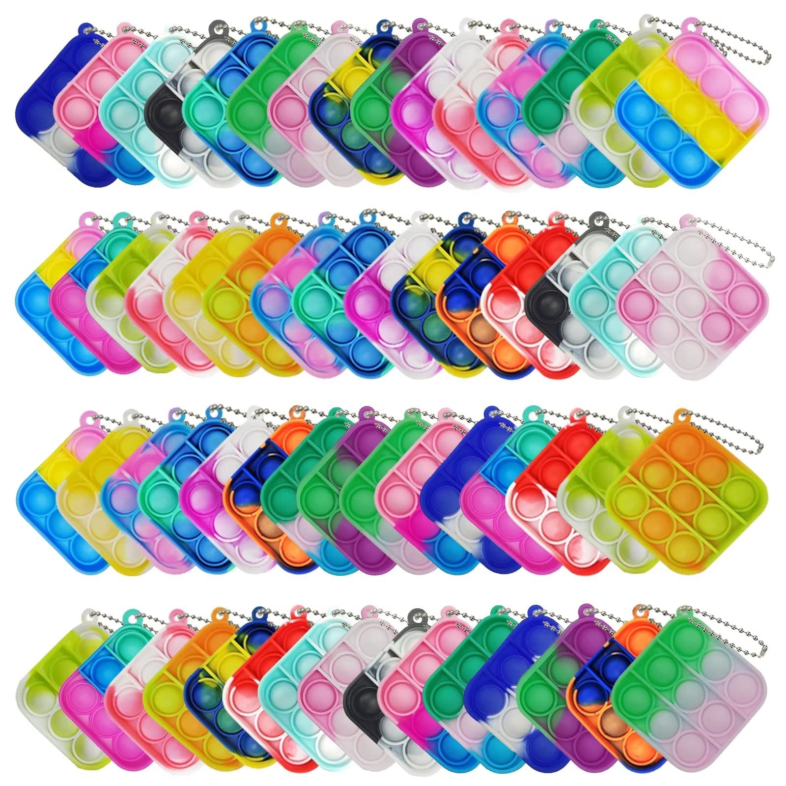 30 Pcs Mini Pop Bubble Fidget Sensory Toys, Pop Keychain Bulk Toy for Party Favor, Classroom Student Prizes Easter Basket Goodie Bag Stuffers Christmas Valentine Gift for Kid