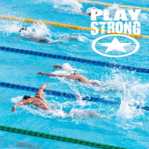 Play Strong Swimming Beast Birthday Card 1-Pack (5x7) Swim Sports Birthday Cards Greeting Cards - Awesome for Swimmers, Coaches and Fans Birthdays, Gifts and Parties!