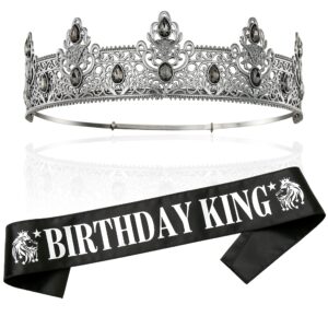 titikadi costume headwear, birthday crown and sash - birthday crown king birthday party decoration (black-d)