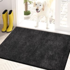 purrugs dirt trapper door mat 24" x 35.5", non-slip machine washable entry rug, shoe scraper, dog door mat, super absorbent welcome mat for front & back door, muddy shoes & paws, charcoal