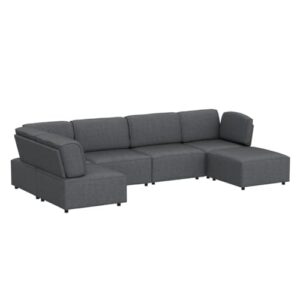 BALUS L Shaped Modular Convertible Sectional Sofa with Ottoman,U Shaped Couch with Reversible Chaise, Free-Combined Oversized Sectional Sleeper Sofa Furniture Sets for Living Room