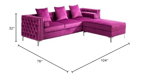 Legend Vansen Velvet Sofa sectional for Living Room with Ottoman Chaise Reversible L Shaped Couch Sleeper, 104", Violet