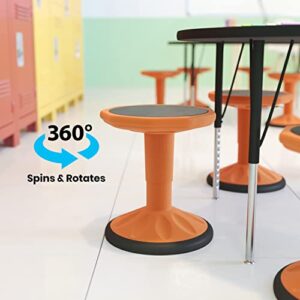 BizChair Adjustable Height Kids Active Stool - Flexible Orange Stool for Classroom and Home - Non-Skid Bottom - Rubberized Seat - 14" - 18" Seat Height