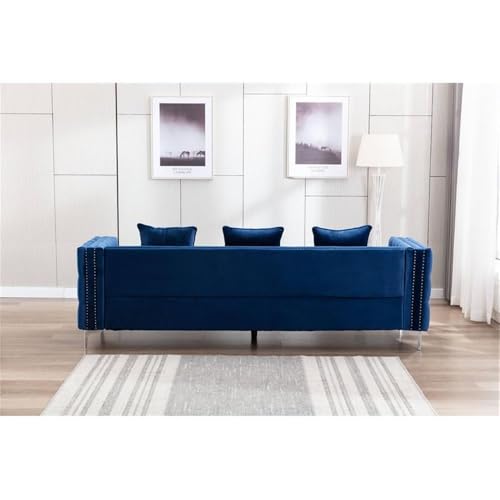 Legend Vansen Velvet Sofa sectional for Living Room with Ottoman Chaise Reversible L Shaped Couch Sleeper, 104", Blue