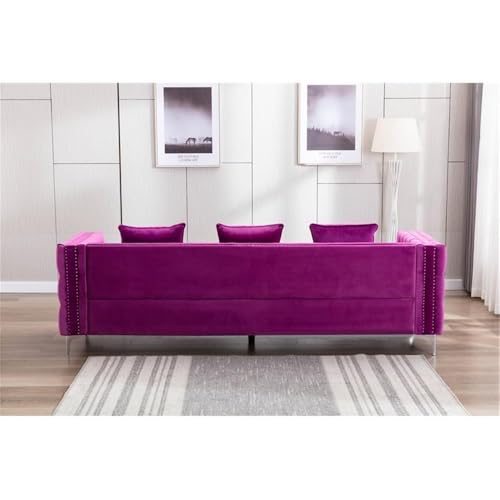 Legend Vansen Velvet Sofa sectional for Living Room with Ottoman Chaise Reversible L Shaped Couch Sleeper, 104", Violet