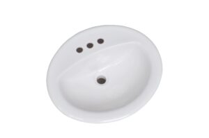 design house 583203-wht traditional simple oval drop-in sink 20x17 single basin in white