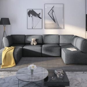 balus l shaped modular convertible sectional sofa with ottoman,u shaped couch with reversible chaise, free-combined oversized sectional sleeper sofa furniture sets for living room