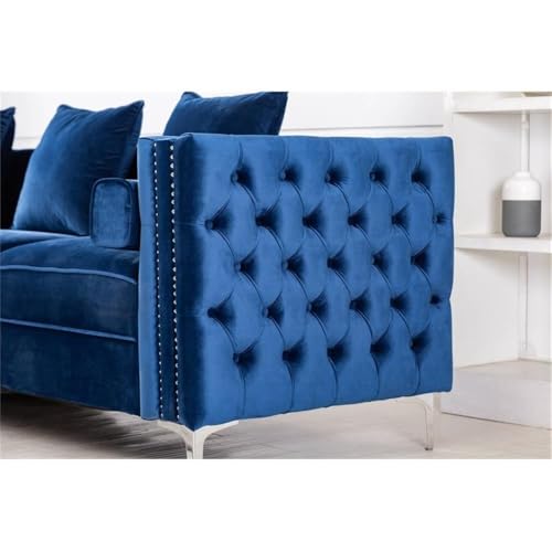 Legend Vansen Velvet Sofa sectional for Living Room with Ottoman Chaise Reversible L Shaped Couch Sleeper, 104", Blue