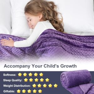 Alomidds Weighted Blanket, Luxury Velvet Weighted Blankets for Kids,Warm and Breathable Soft and Comfort Minky, Cute Heavy Blanket with Premium Glass Beads (41"x60" 7LBS, Purple)