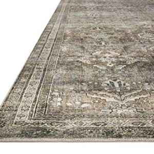 Loloi Layla Collection, LAY-13, Antique/Moss, 9'-6" x 14', .13" Thick, Area Rug, Soft, Durable, Vintage Inspired, Distressed, Low Pile, Non-Shedding, Easy Clean, Printed, Living Room Rug