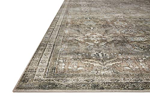 Loloi Layla Collection, LAY-13, Antique/Moss, 9'-6" x 14', .13" Thick, Area Rug, Soft, Durable, Vintage Inspired, Distressed, Low Pile, Non-Shedding, Easy Clean, Printed, Living Room Rug