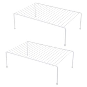 jbesuhi set of 2 large (16.1 x 10.2 inch) cabinet storage shelf rack, kitchen shelves，kitchen counter and cabinet shelf, storage rack organizer for kitchen, bathroom cupboard (white)