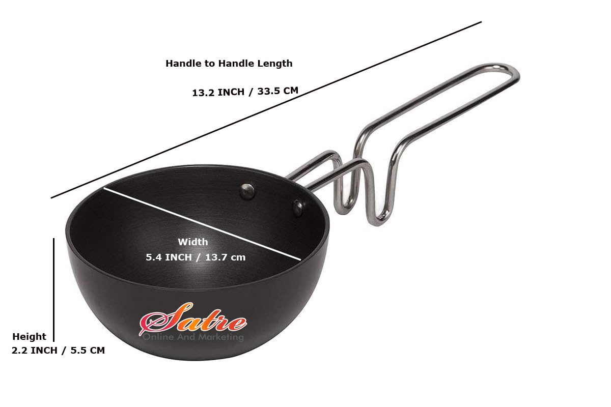 Hard Anodized Aluminium Tadka Pan Set of 2,Hard Anodized Mini Fry Pan/Tadka Pan,Dal Tadka Pan -Black and Silver